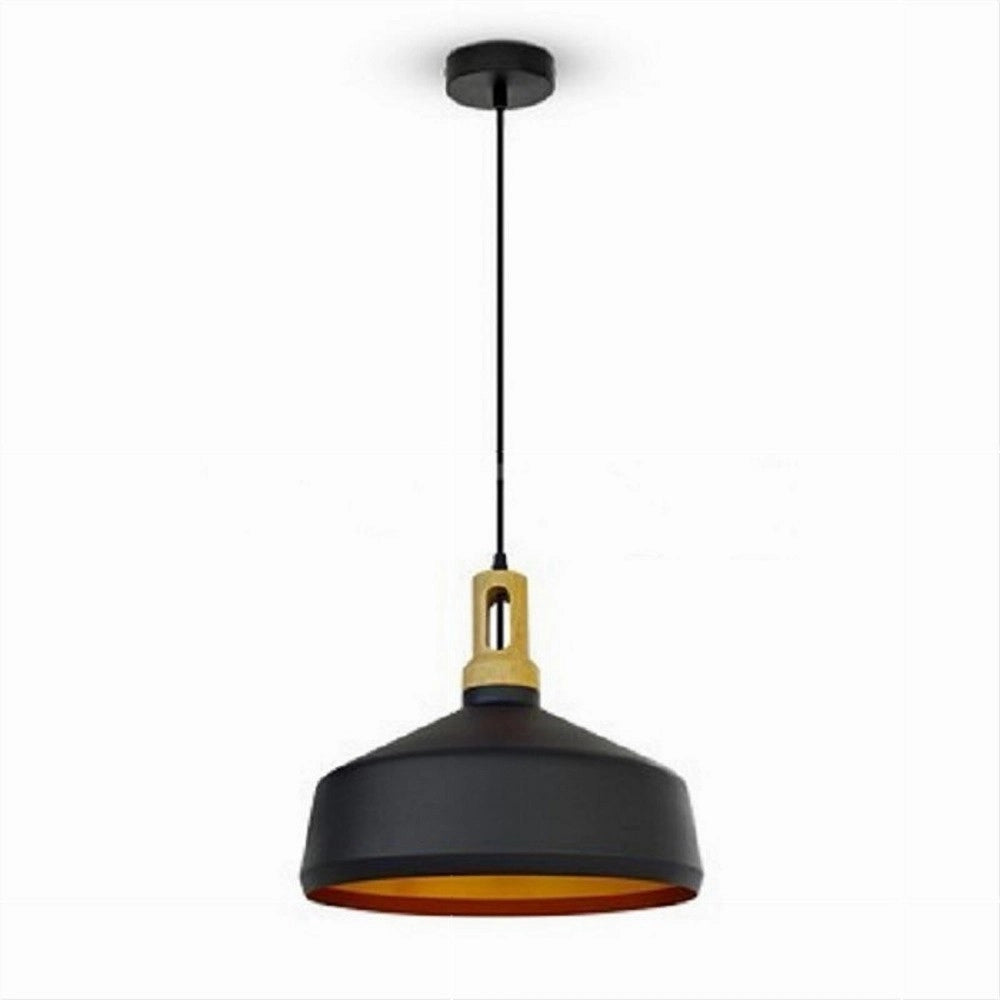 Trade Shop - Lampadario A Sospensione Stile Industriale In Metallo Pendente A Coppa E27 A93 - Nero
