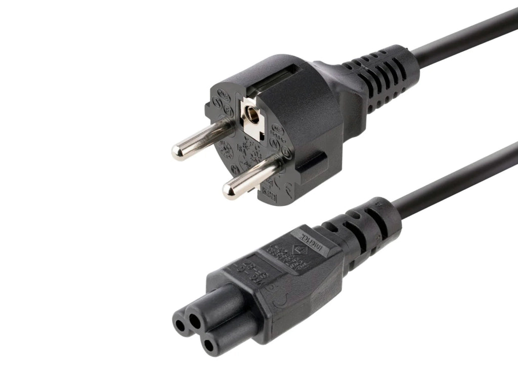 Cavo di Alimentazione Shuko Tripolare IEC C5 Lunghezza 2 Metri per Alimentatori PC Laptop