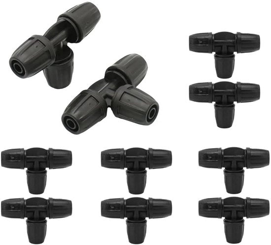 Adattatore a 3 vie per irrigazione - Installazione facile - 8/11 mm - Systema di irrigazione a goccia - Per giardino e agricoltura - 10 pezzi