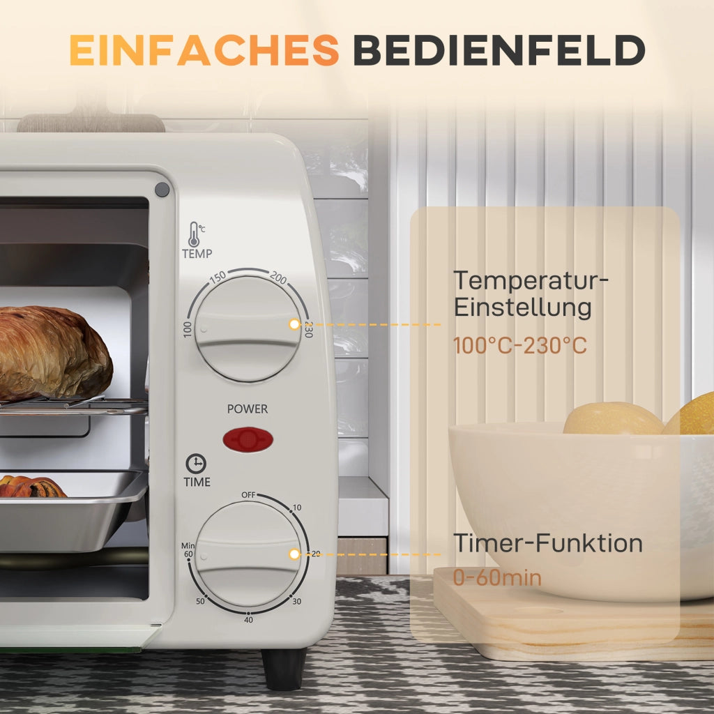 Mini forno tostapane ¨C Xylo ¨C 10L, timer, griglia e teglia, 36,5x26x22 cm, crema