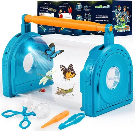Kit per cattura insetti per bambini - box per la vita all'aperto per la raccolta di insetti - dentro e fuori - pinza per cocciniglia pinsetta - libro di attività - regalo