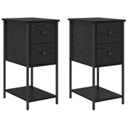 Set di 2 Comodini | Armadio da Notte | Mobiletto da notte con cassetto Rovere nero 32 x 42 x 70 cm