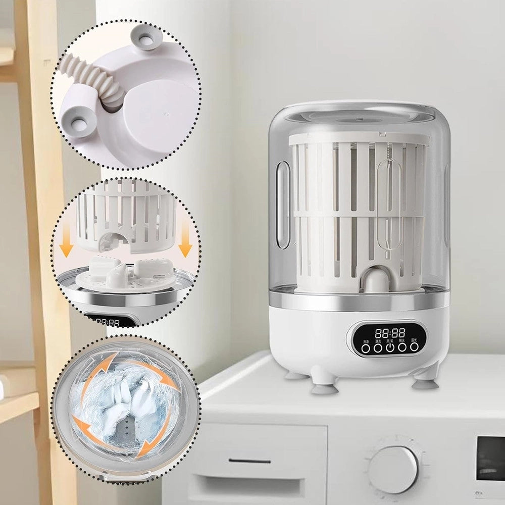 Trade Shop - Mini Lavatrice Portatile Compatta Ricaricabile Design Senza Fili Con Cestello Centrifuga -