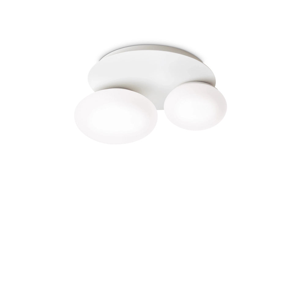 Plafoniera Contemporanea Ninfea Metallo Bianco 2 Luci Gx53 9W 3000K Luce Calda