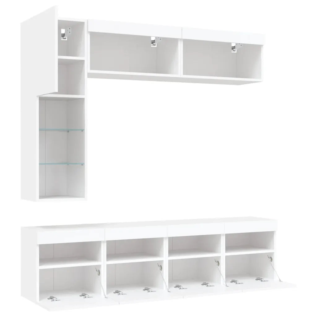 Set Mobili TV a Muro 7 pz con Luci LED Bianco 3216757