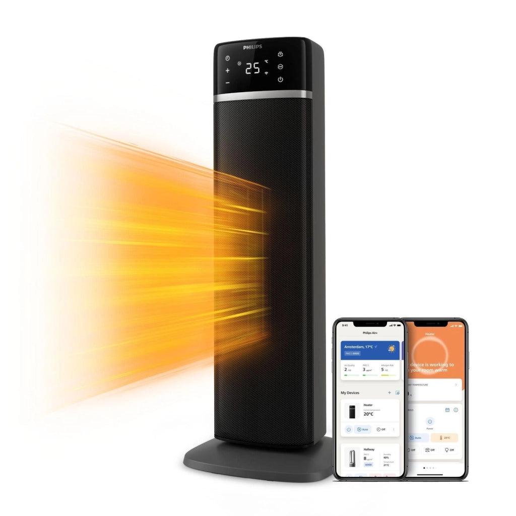 Philips CX5120-11 Serie 5000 Termoventilatore Torre 2000W AI Wi-Fi App 40,5 dB oscillazione 60° per ambienti fino a 20 m² colore Nero