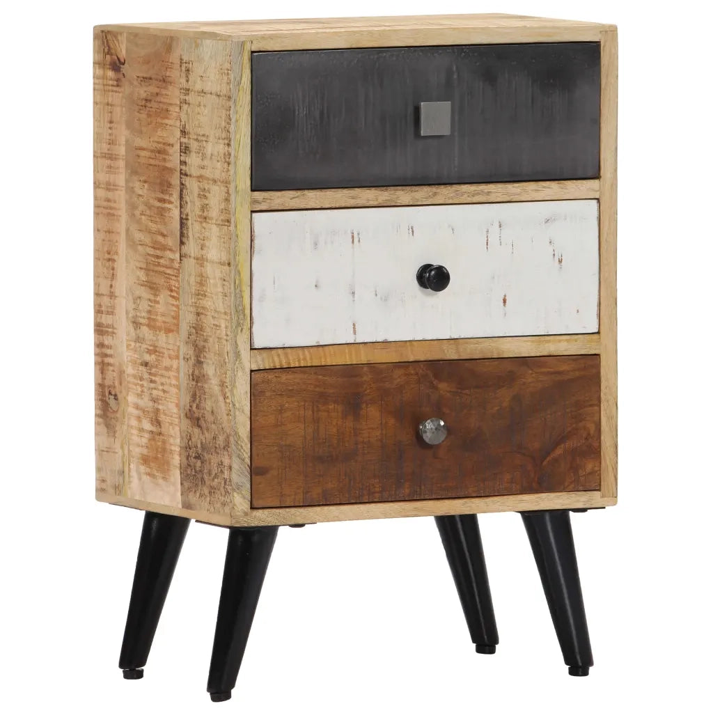 Comodino-Tavolino da notte 40x30x60 cm in Legno Massello di Mango