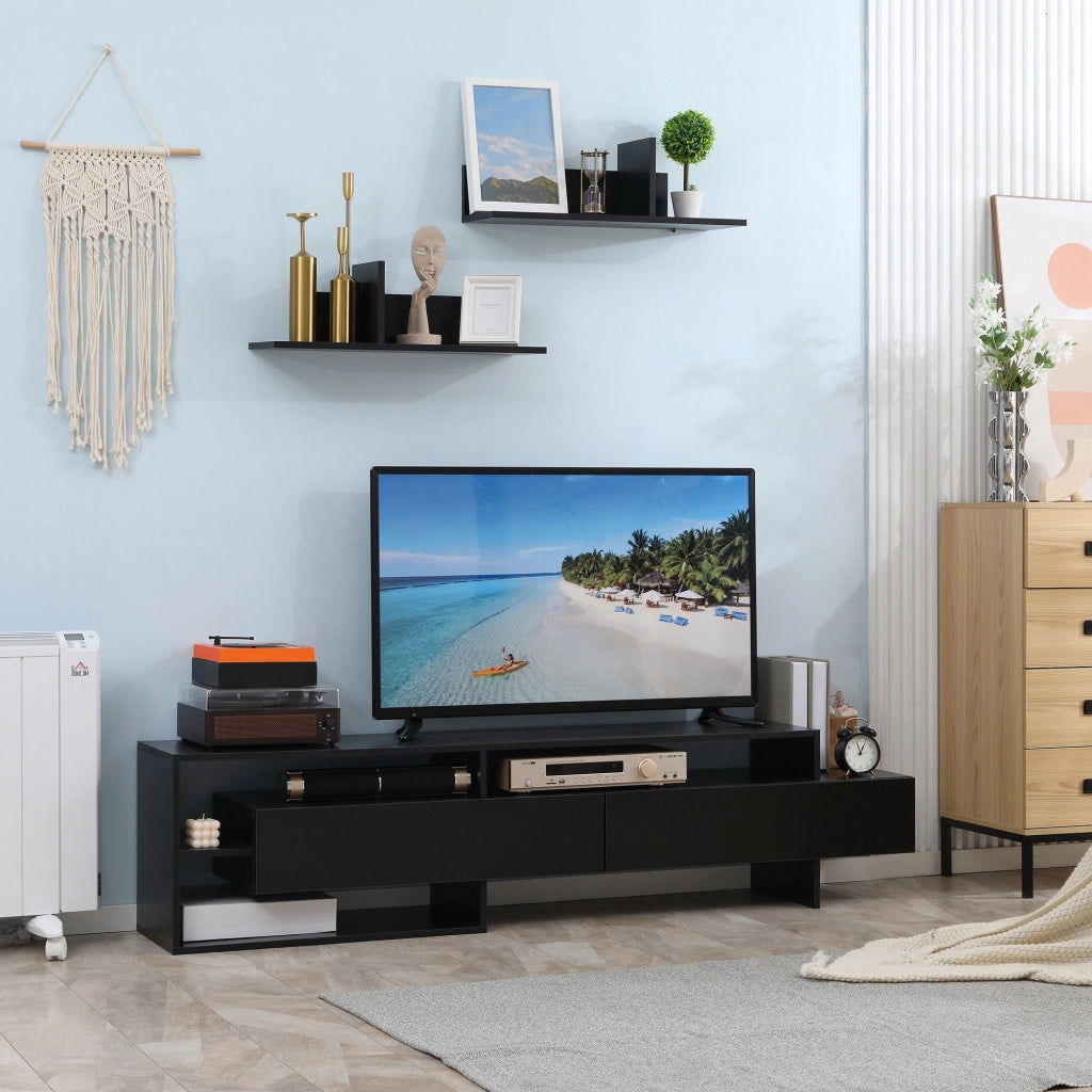 Mobile TV Moderno con Mensole e Armadietti ¨C Zephmum ¨C Legno Multistrato Nero 120x30x...