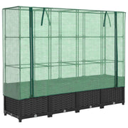 Aiuola rialzata/fioriera con copertura effetto rattan 160 x 40 x 138 cm nero 02_0038756