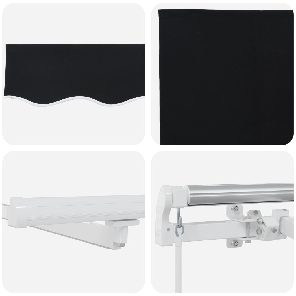 Tenda Retrattile Manuale con LED Nera 350x250 cm