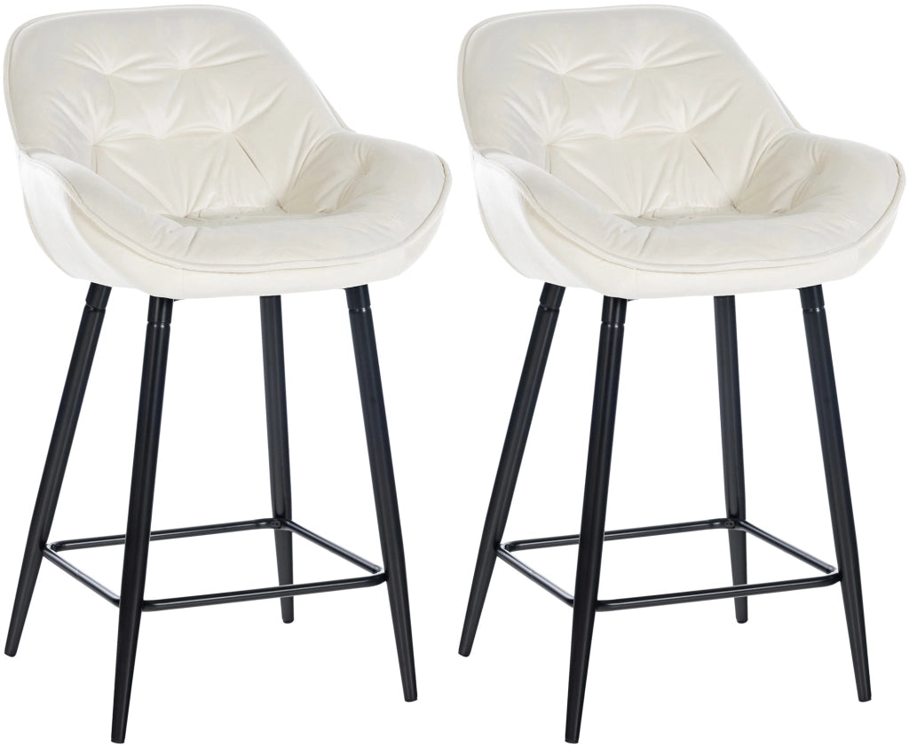 Set di 2 sgabelli da bar Gibson in velluto con altezza seduta 76 cm crema