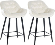 Set di 2 sgabelli da bar Gibson in velluto con altezza seduta 76 cm crema