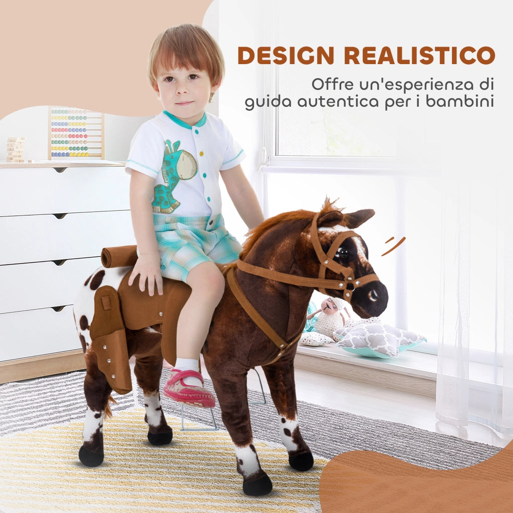 Cavallo a Dondolo per Bambini con Sella ¨C zephmum ¨C Marrone 85x28x60 cm