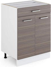 Mobiletto base per cucina R-Line, Grigio nobile, 60 cm con cassetto, senza piano di lavoro, per la libera combinazione all'interno di sistemi cucina modulari