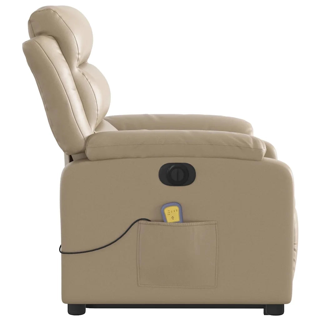 Poltrona Alzapersona Massaggio Elettrica Cappuccino Similpelle 3205069
