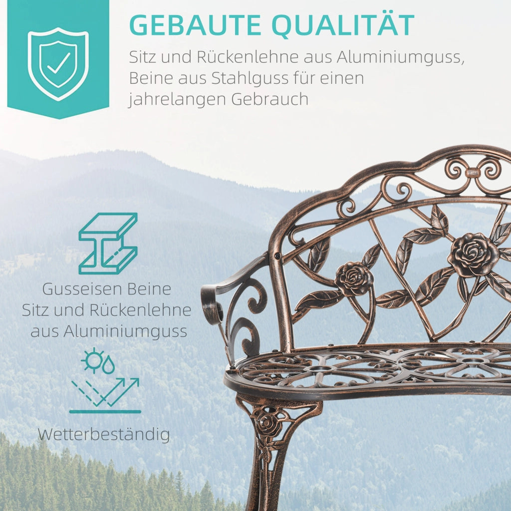 Panchina Giardino 2 Posti in Metallo Stile Retro ¨C zephmum ¨C Bronzo 100x54x78 cm