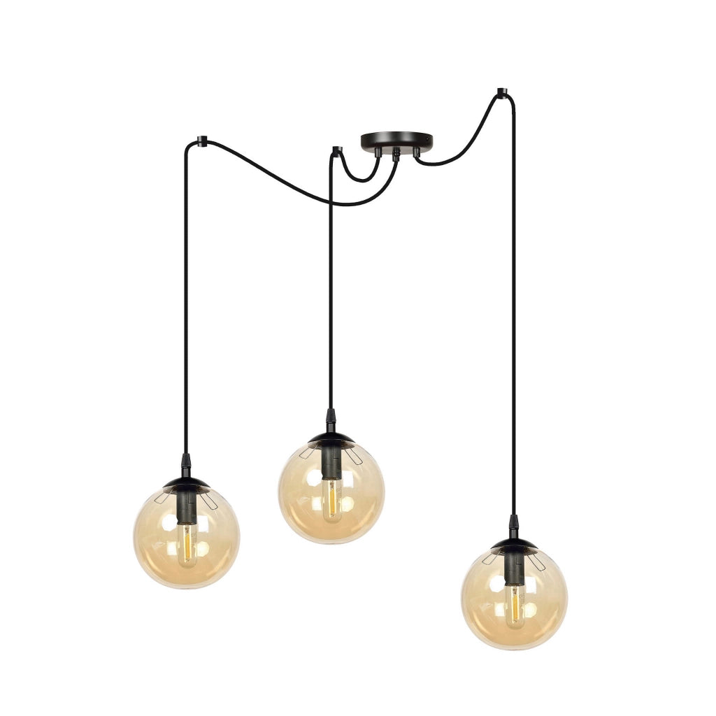 Lampadario Emibig GIGI 3, 3xE14 nero miele vetro metallo