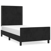 Letto singolo | Letto per adulti | Giroletto con Testiera Nero 80x200 cm in Velluto