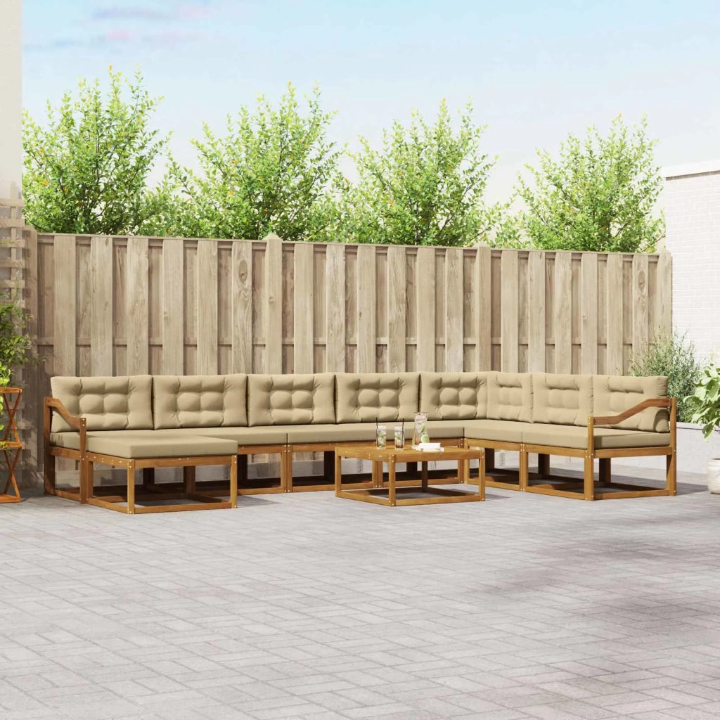 Set di divani da esterno con cuscino 9 pcs Naturale e Beige