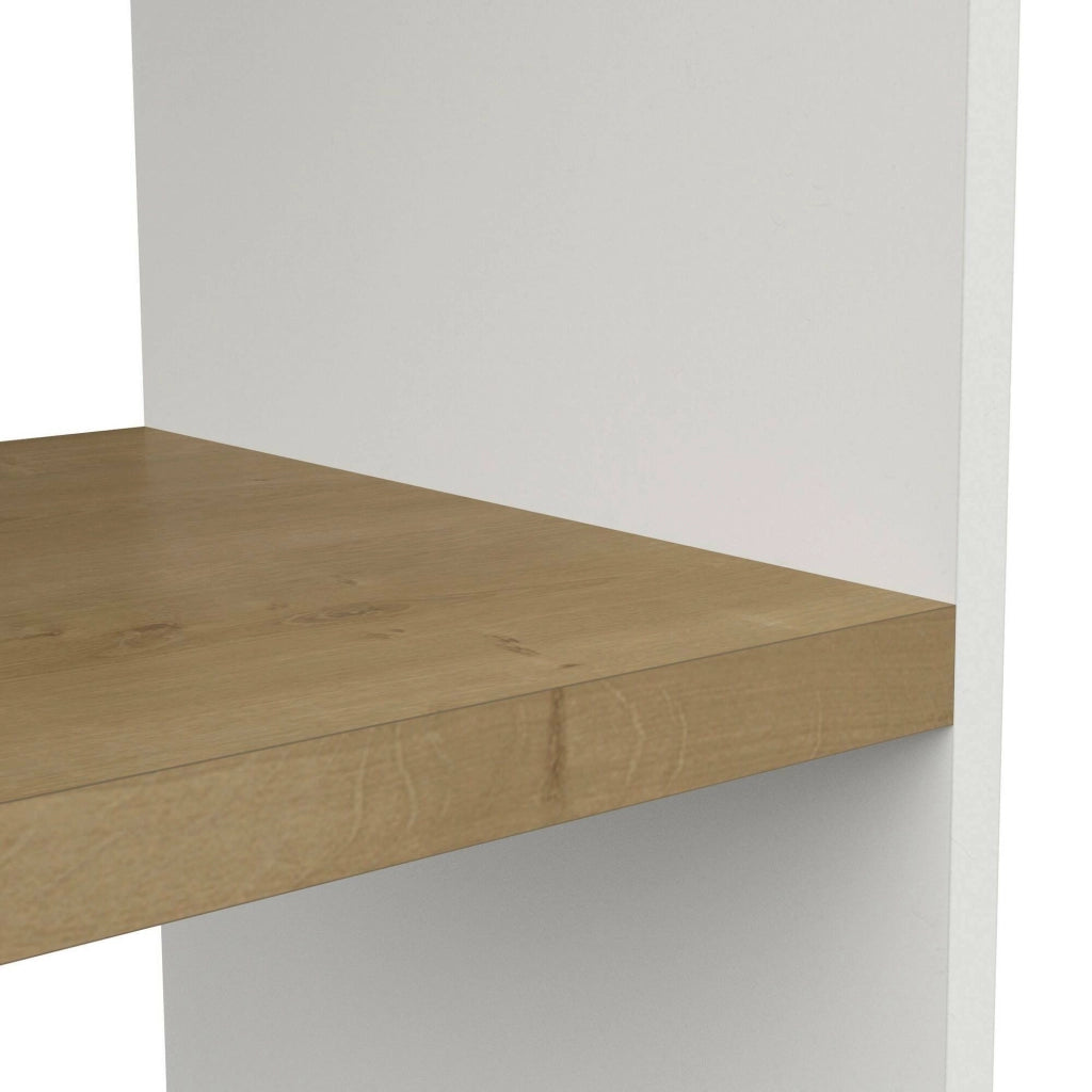 Libreria Nisha, Scaffale da ufficio, Mobile portalibri, Biblioteca, 78x36 h183 cm, Rovere e Bianco
