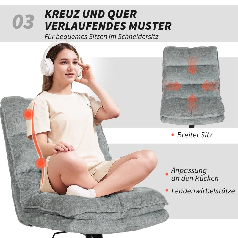 Chaise de bureau girevole senza braccioli con altezza regolabile e funzione oscillante in poliestere grigio