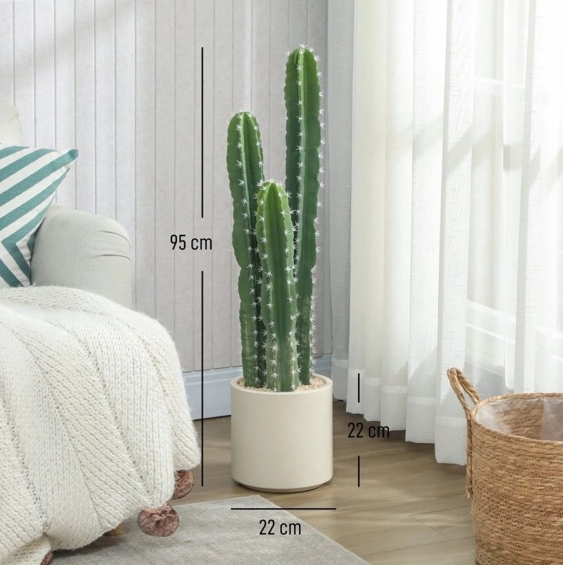 Pianta artificiale di cactus alta 95 cm con vaso decorativo, realistica, per interni