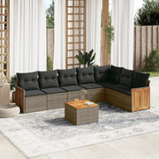 Set Divano da Giardino 8 pz con Cuscini Grigio in Polyrattan 3260121