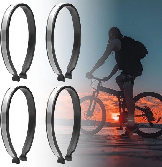 Set di 4 clip per pantaloni da bicicletta riflettenti - nastro riflettente singolo - clip per pantaloni da bicicletta riflettenti - clip speciali per pantaloni da bicicletta - adatti per l'uso notturno