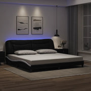 Giroletto con LED senza Materasso-Struttura Letto con LED Hvar Nero e Bianco 200x200 cm