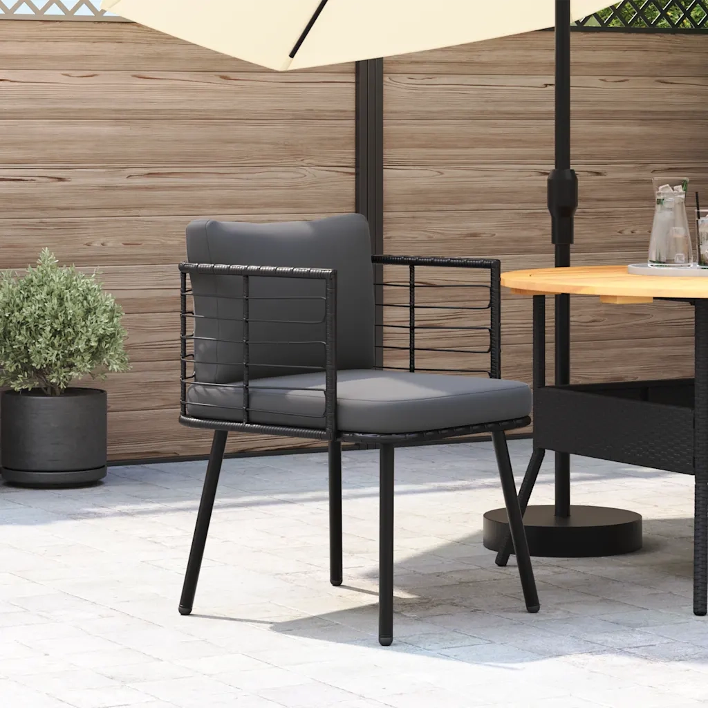 Poltrona da Giardino con Cuscini in Polyrattan Nero CFW7556401