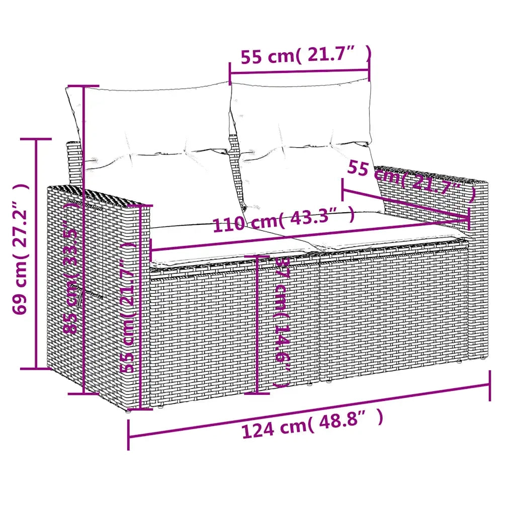 Salotto da Giardino-Set Divani da Giardino 6 pz con Cuscini Grigio in Polyrattan 848023