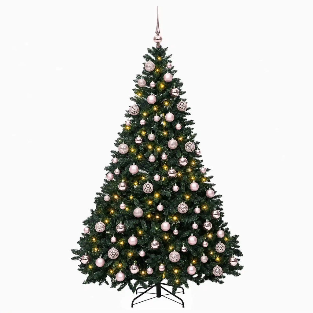Albero di Natale artificiale verde scuro con palline 240 cm 3466748