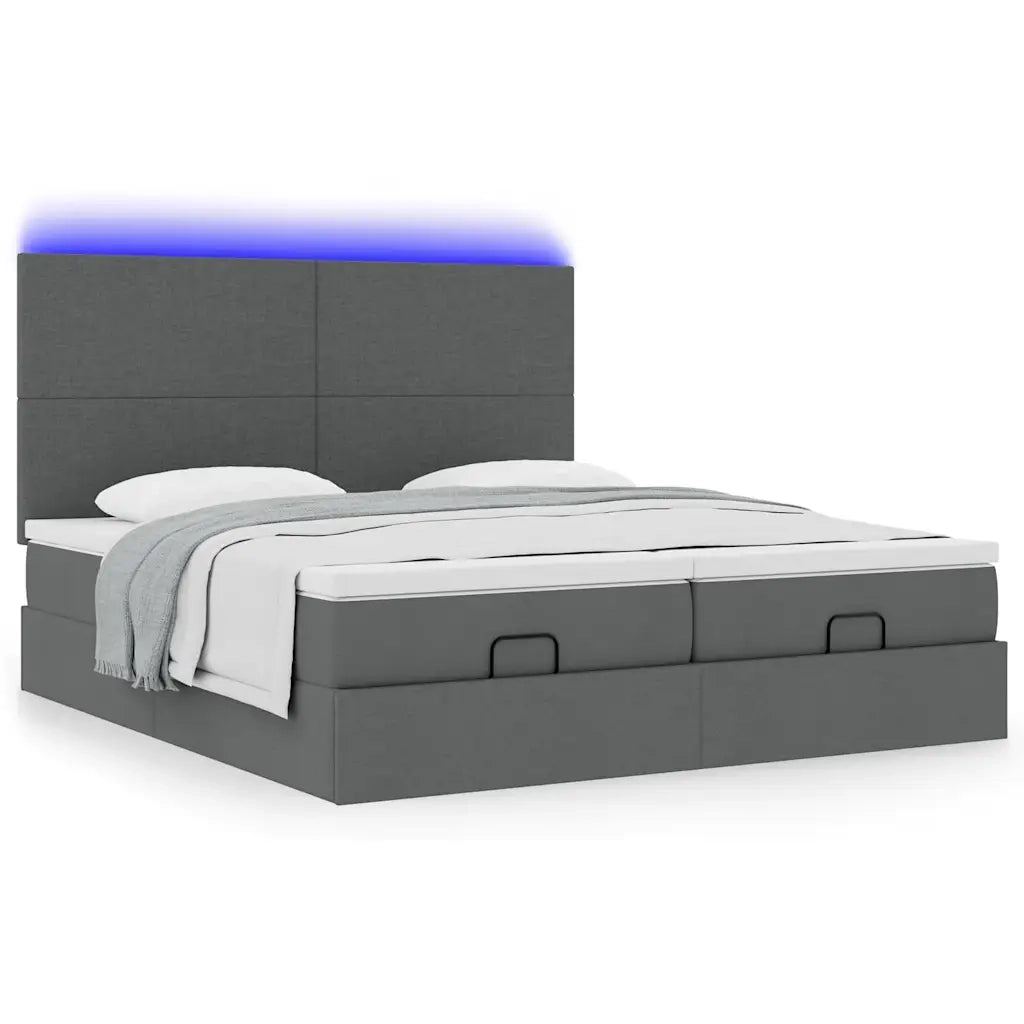 Struttura Letto Pouf con Materassi 200x200 cm in Tessuto