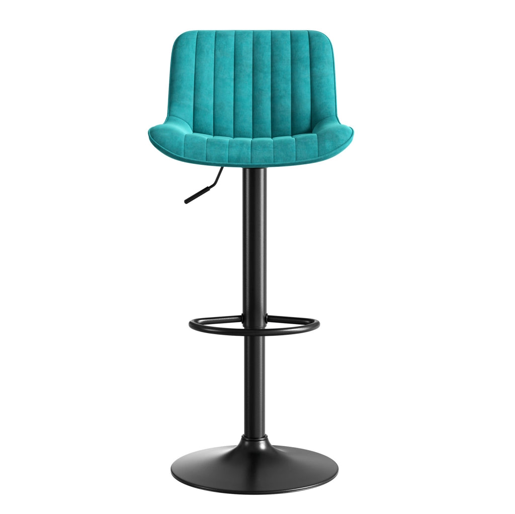 Sgabello da bar girevole blu in velluto, altezza regolabile, set da 4
