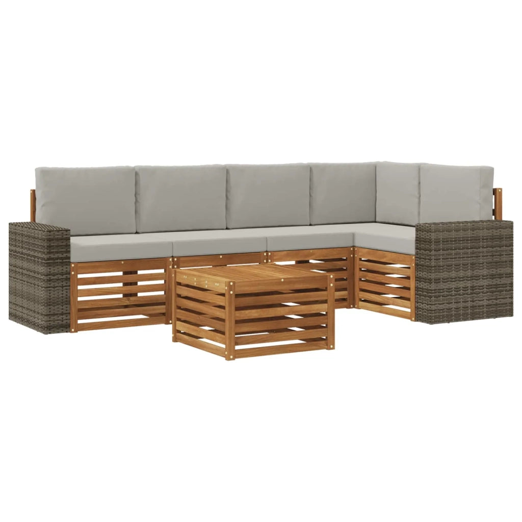 Set di divani da esterno 6 pz Naturale e Grigio Chiaro 3384397
