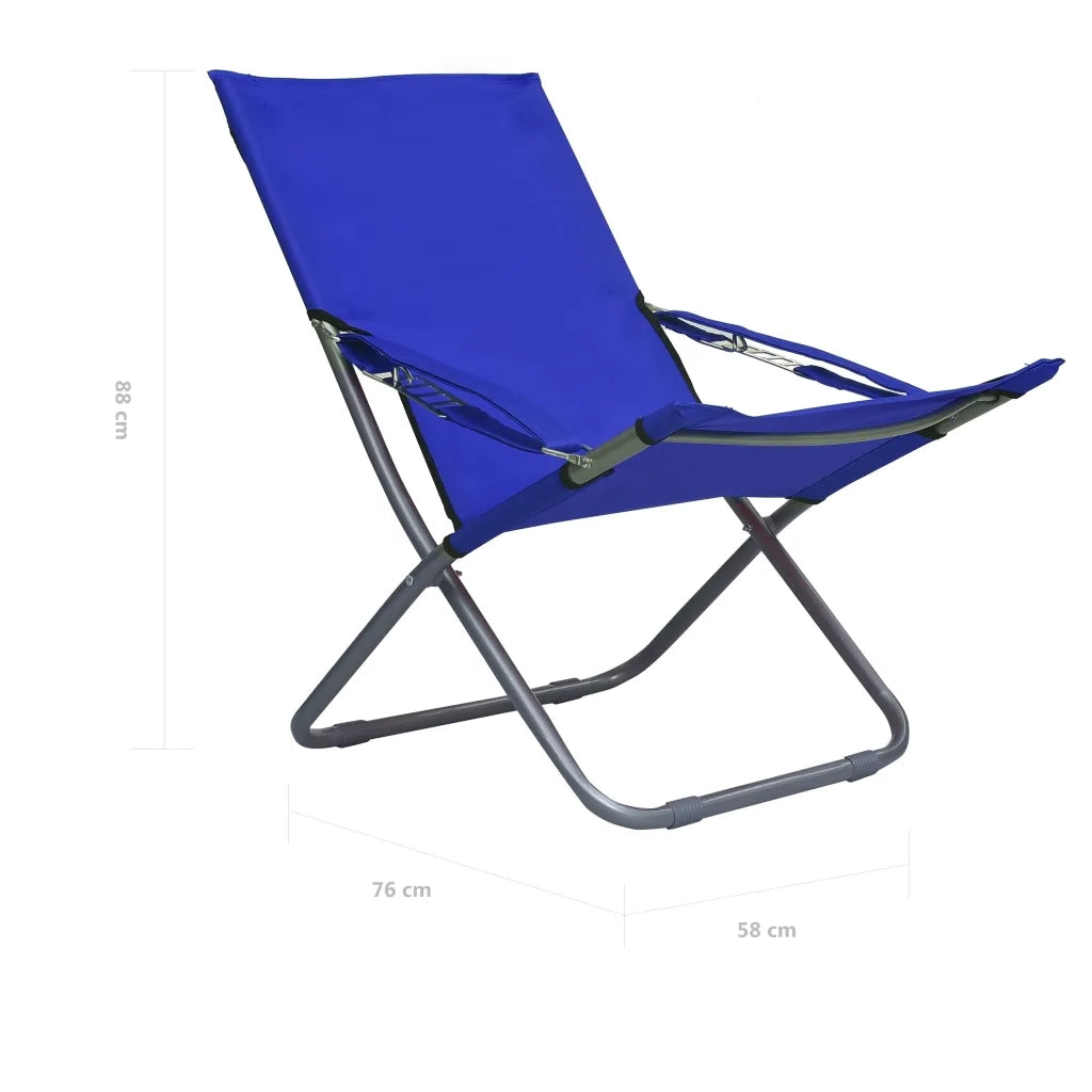 Sedie da Spiaggia Pieghevoli 2 pz in Tessuto Blu