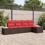 Set Divano da Giardino con cuscino 5 pcs Marrone polyrattan 3347024