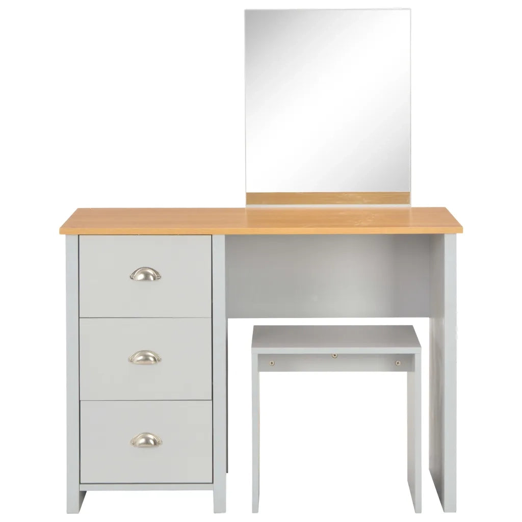 Tavolo da Trucco con Specchio e Sgabello Grigio 104x45x131 cm 283744