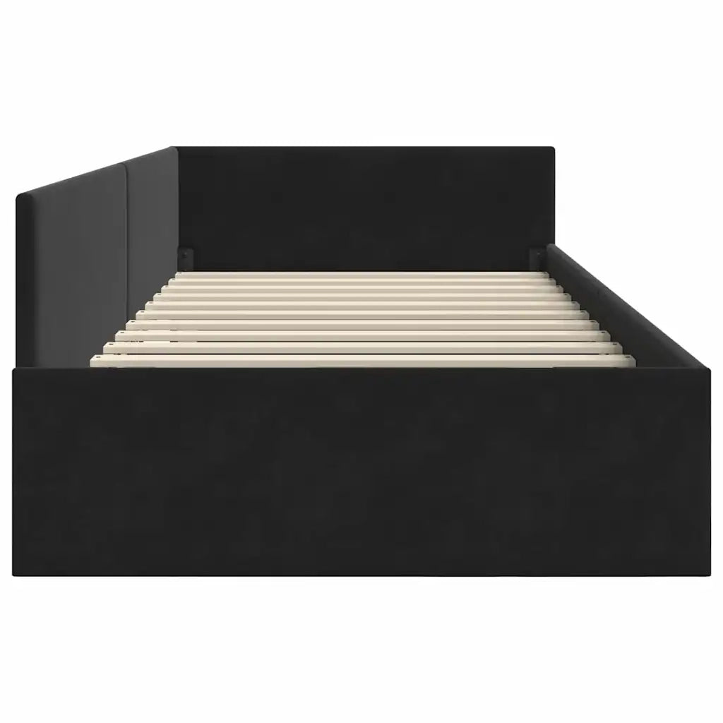 Cornice del letto ad angolo Nero 90 cm x 190 cm Velluto