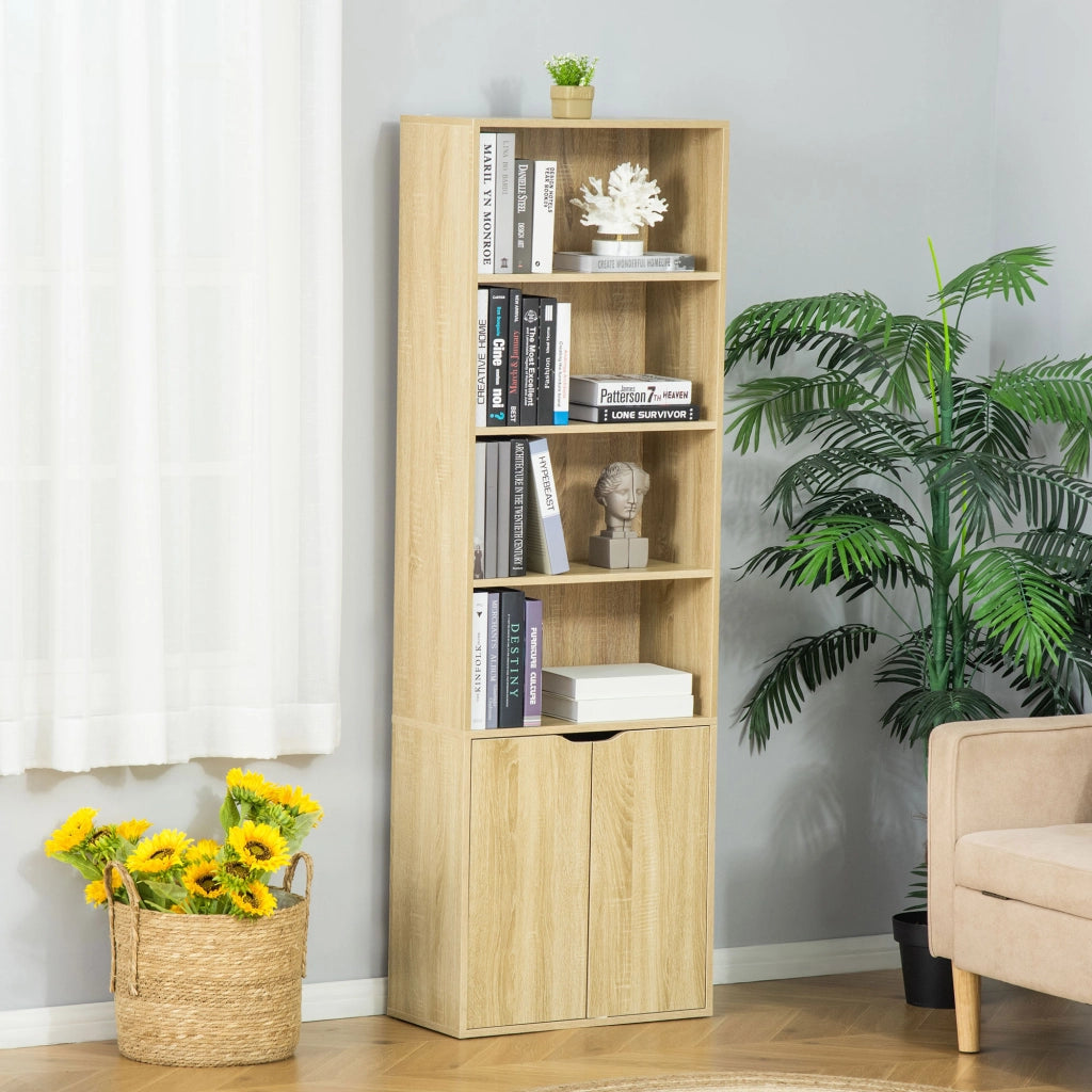 Libreria con Ante e Ripiani Aperti ¨C Minimal ¨C Legno 59x29x180 cm