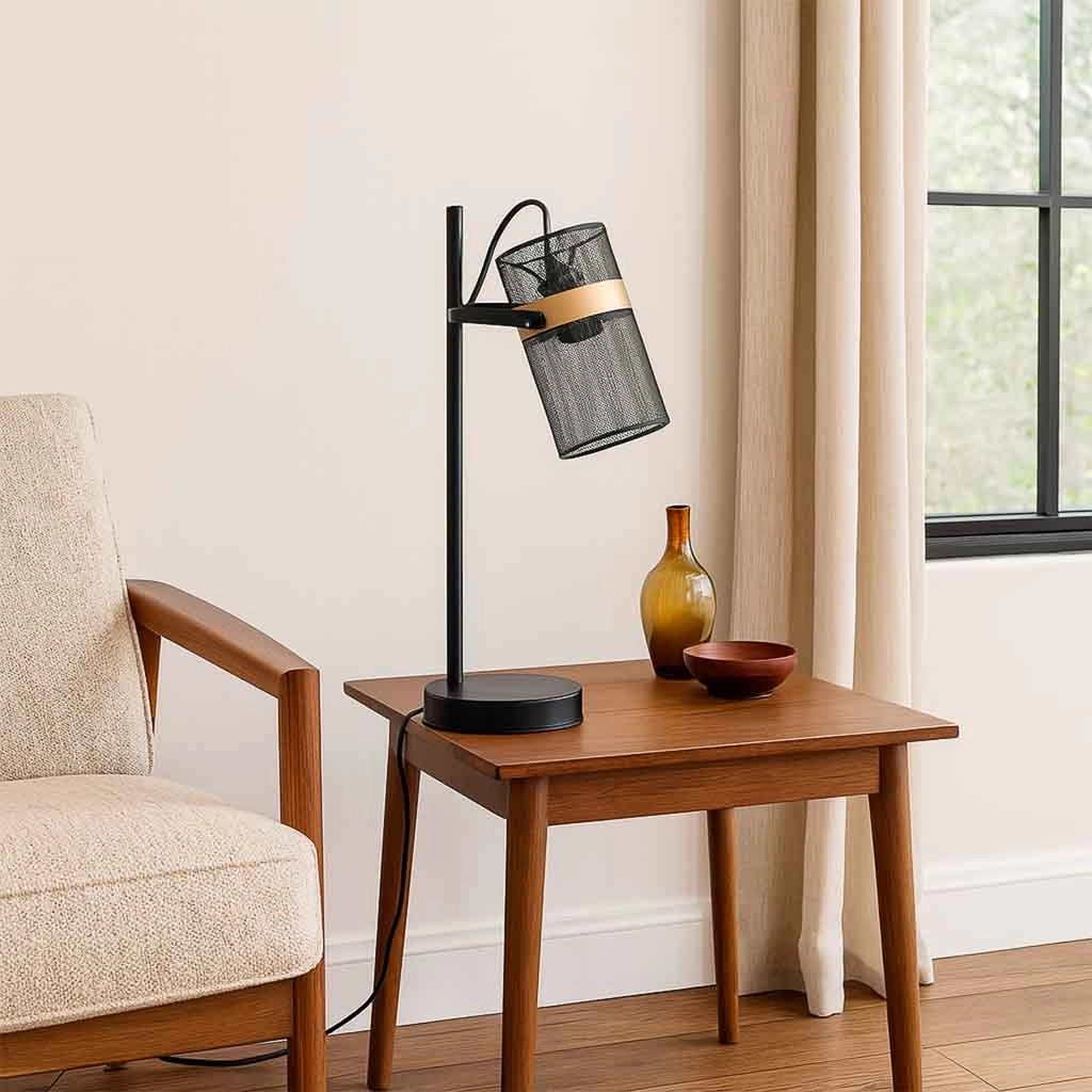 Lampada da tavolo in metallo nero con 1 faretto 18x20x61h cm