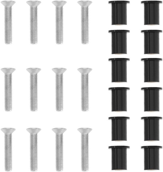 Accessori di fissaggio 12 pezzi - Viti M5 - Bucature RVS - Gomme/Messingschiotti - Resistente allo shock - Utilizzo duraturo