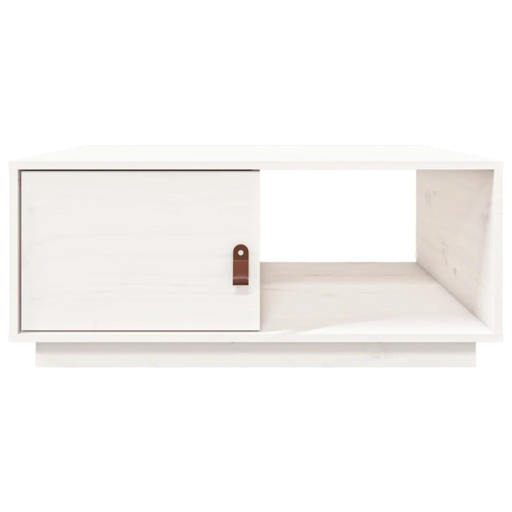 Tavolino da Salotto Bianco 80x50x35,5 cm Legno Massello di Pino 818261