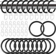 40 pezzi di cerniera per tenda in plastica 30 mm con 80 ganci in plastica - Nero e trasparente per cintura di tenda e tenda doccia
