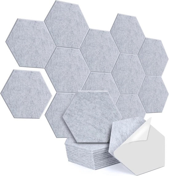 Pannelli acustici - 12 pezzi di pannelli a sei facce autoadesivi - pannelli di parete acusticamente densi - 30 x 26 x 09 cm - pannelli di schiuma - alta densità - studio casalingo - assorbimento di rumore