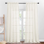 Set di tende da 2 pezzi - H 240 x B 132 cm - Semi trasparente - Aspetto di lino - Guida a stanghe - 100% Poliestere - Decorazione per finestre