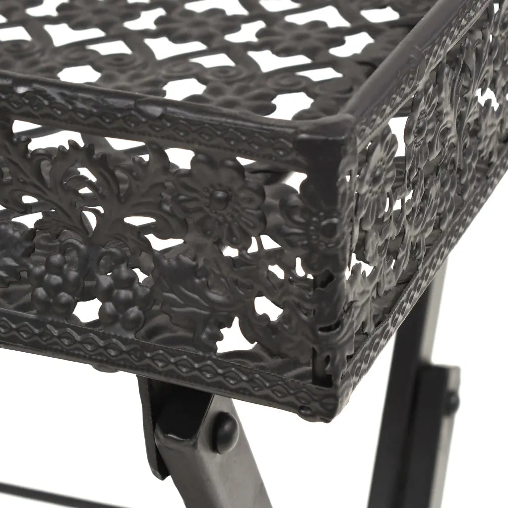 Tavolo da TÃ¨ Pieghevole Vintage Metallo 58x35x72 cm Nero