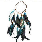 Touca per capelli artigianale 35 cm - Fascia capelluta con penne regolabili - Accessorio per capelli boho - Materiali naturali - Prodotto unico - Per donne e ragazze