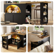 Tavolo Bar Allungabile con Vano Contenitore e LED ¨C Xylo ¨C Nero, 135-205x39x100 cm
