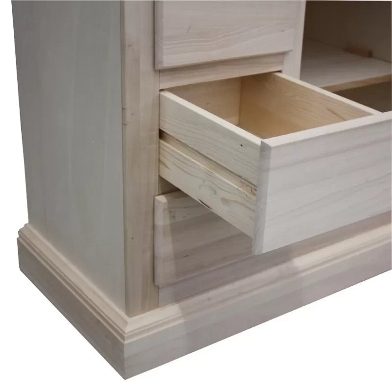 Credenza dispensa 2 porte 5 cassetti legno grezzo 75x40x100 (5000) - Mobili 2G